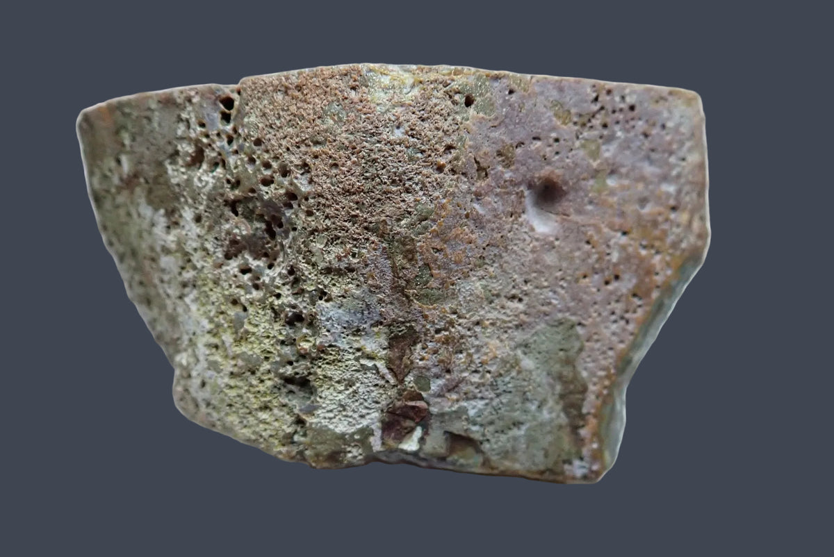 Ghost Mountain agate 106 mm – back view, natural rind, Ghost Mountain, South Africa.