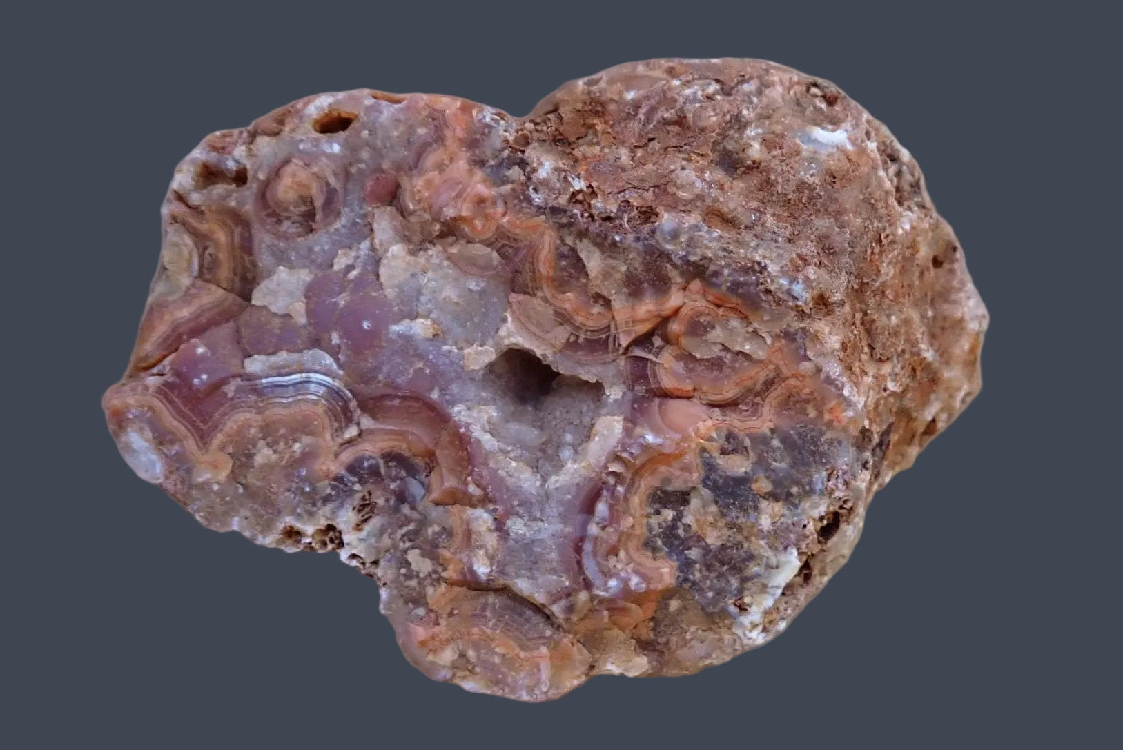 Malawi agate 96 mm – back view, natural rind, Ngabu, Malawi