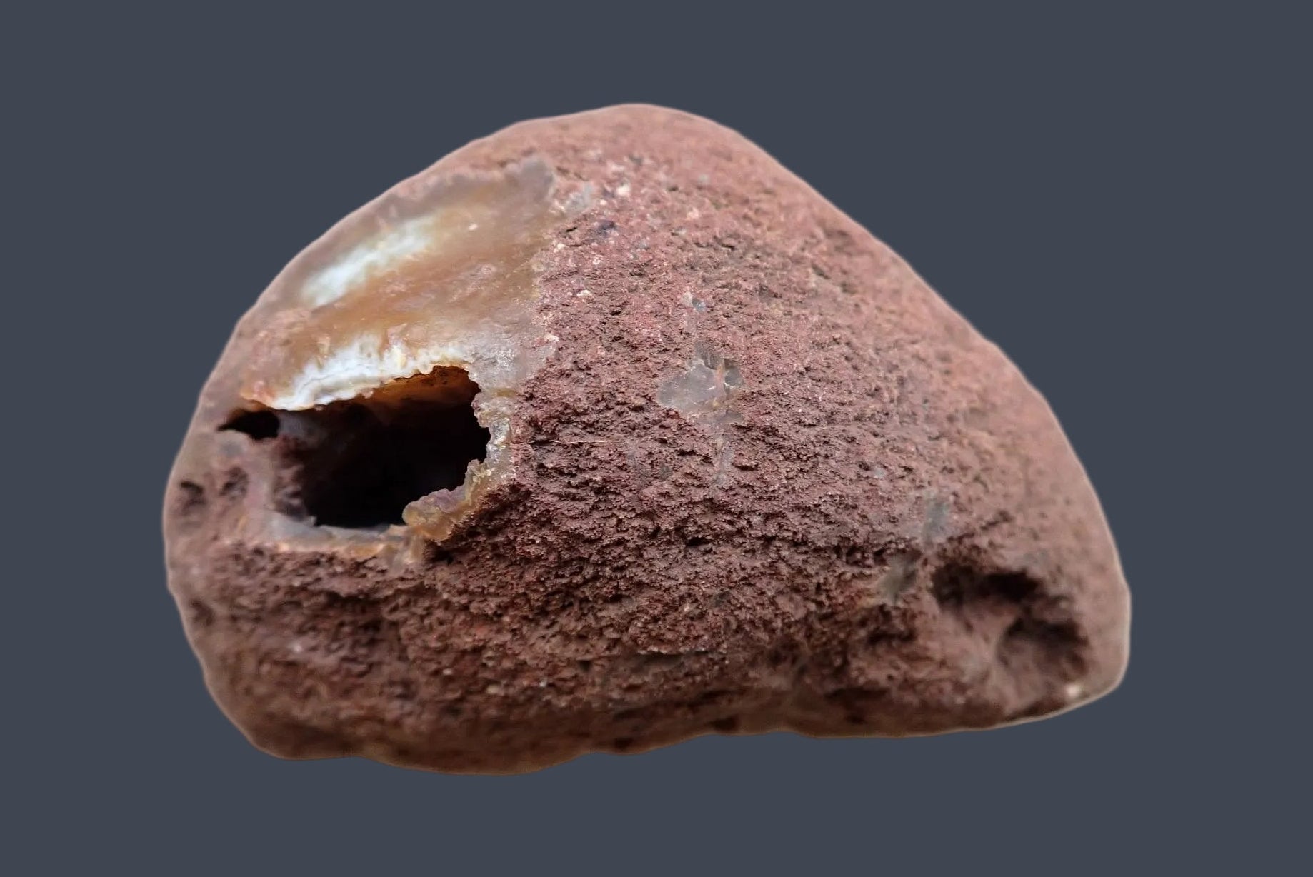 South African agate 104 mm – back view, natural rind, South Africa