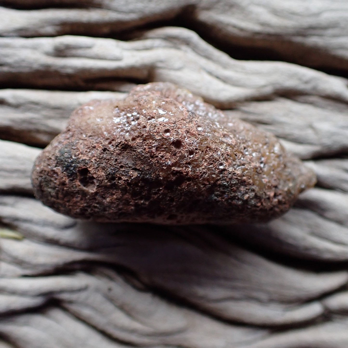 Unpolished rough side of Malawi agate showing natural texture