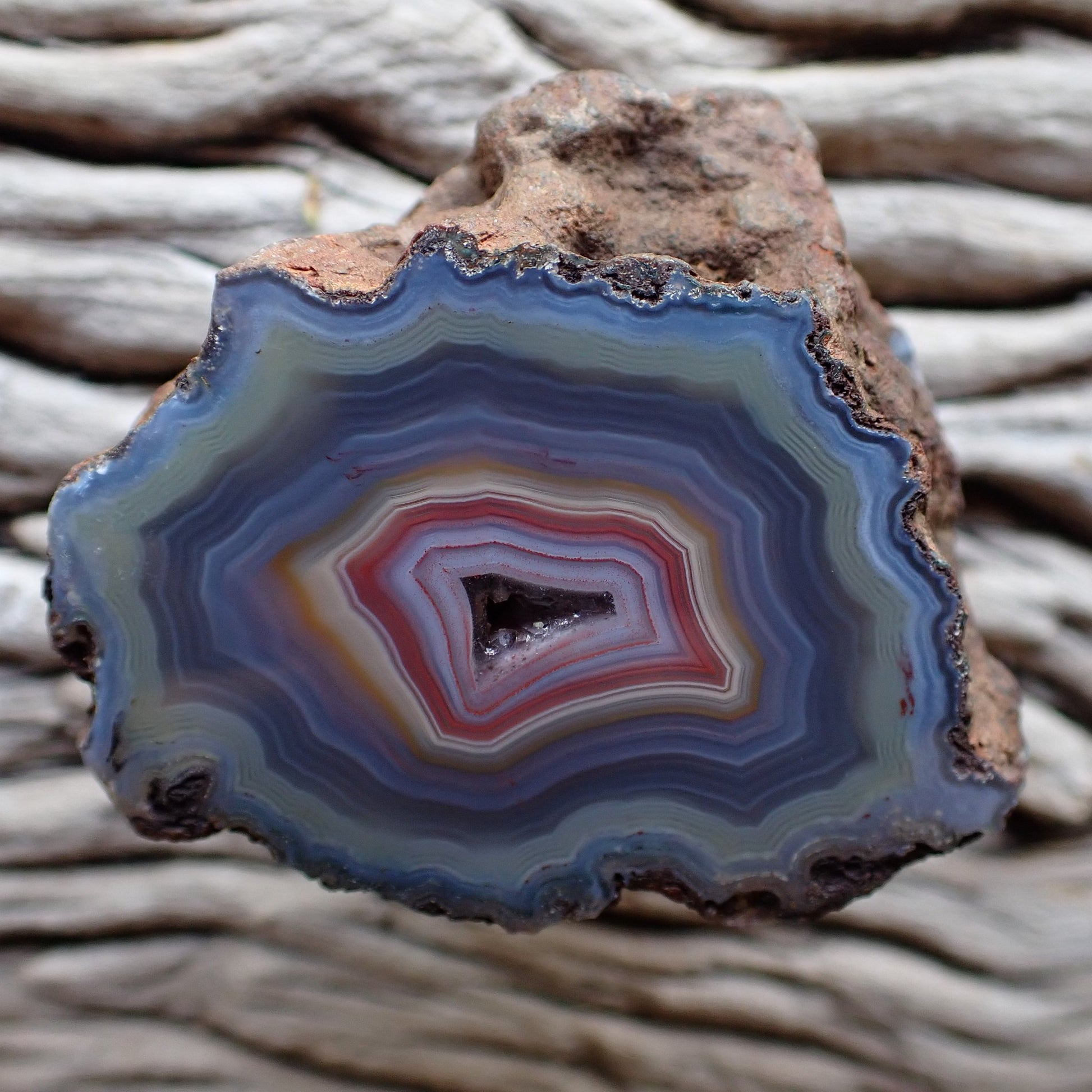 Natural hand-polished Malawi Agate – 52mm | Rare colours