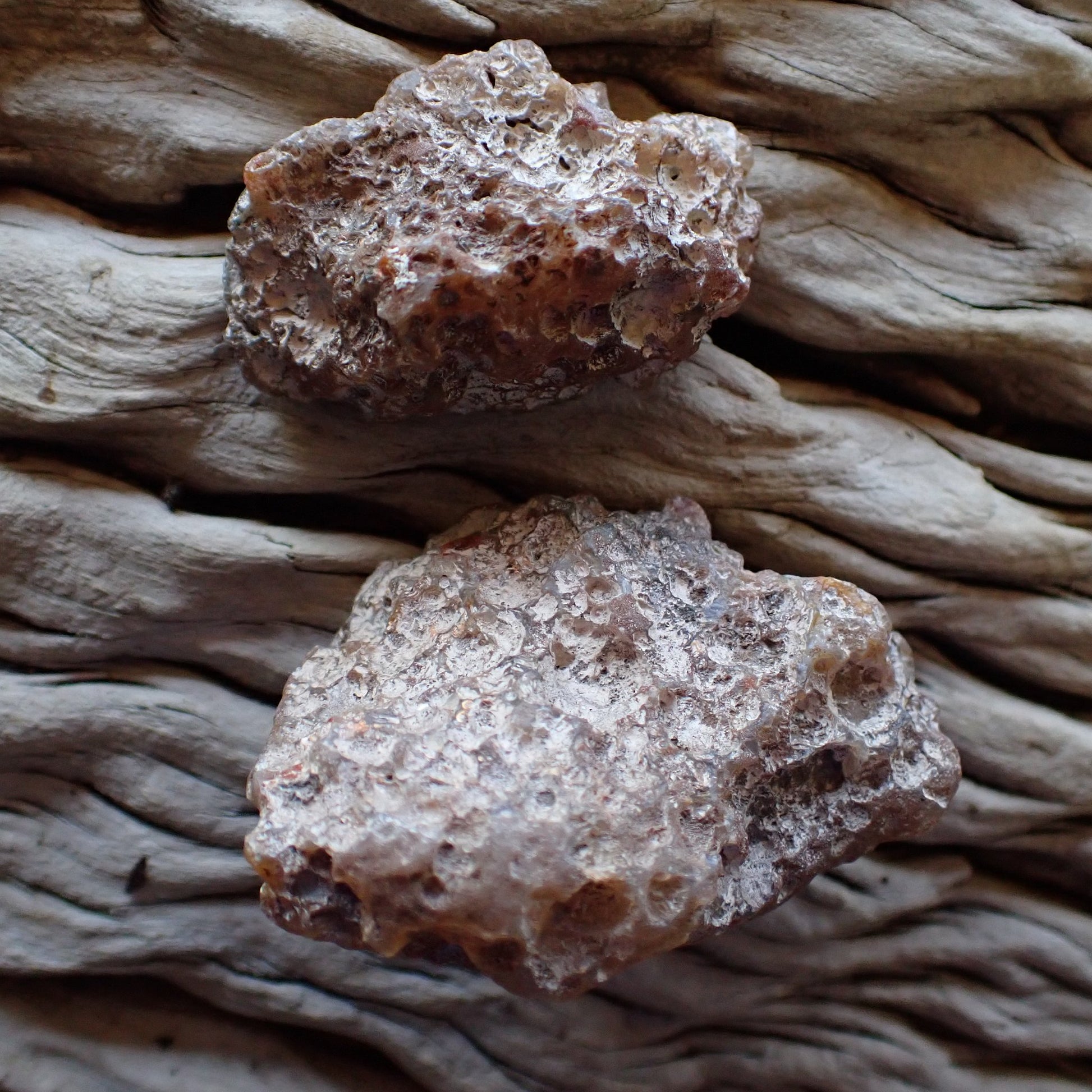 unpolished side of malawi agate pair