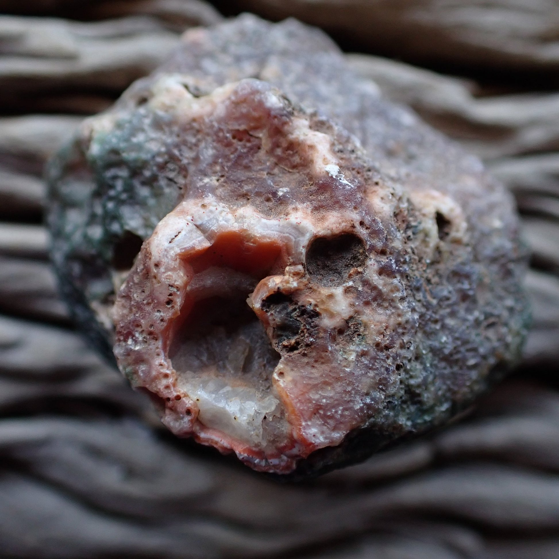 unpolished side of a Malawi Ngabu agate nodule