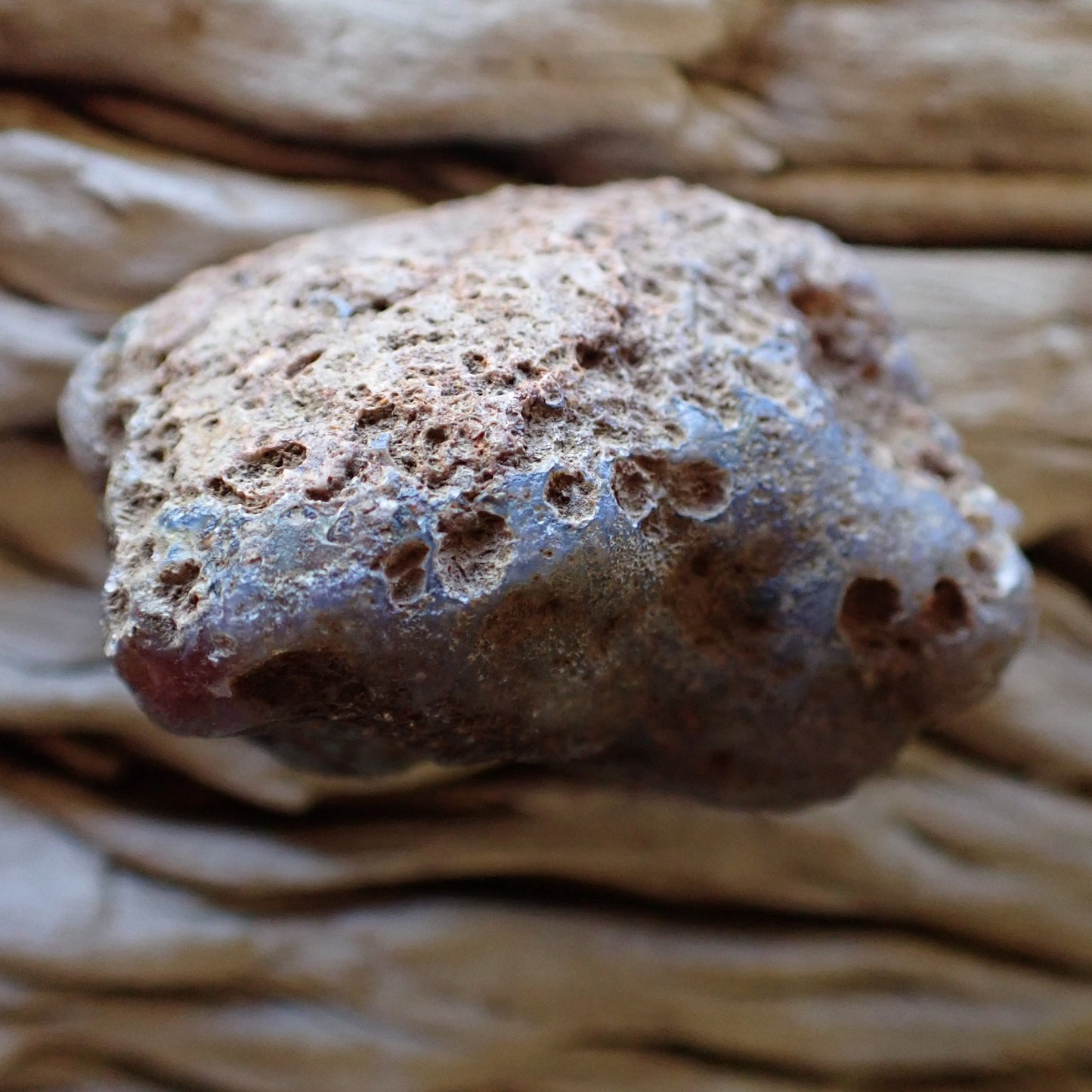 Back of Malawi agate 51 mm – natural rind, Ngabu deposit, hand-polished in South Africa | SKU 000480