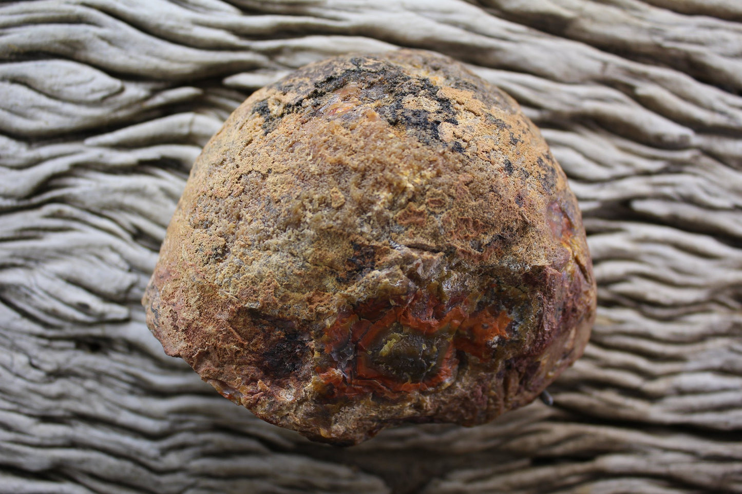 Lilangabi agate 107 mm – natural nodule rind with perimorph structures, Eswatini | SKU LIL00011