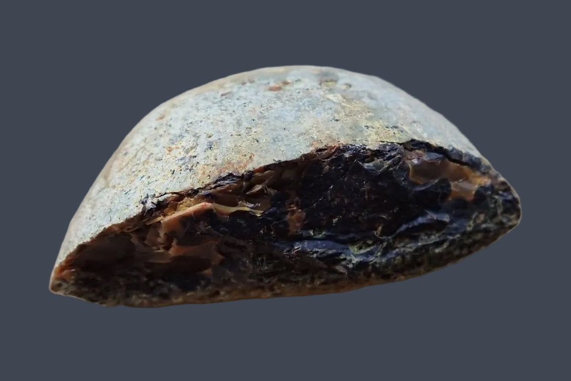 Lilangabi agate 66 mm – back view, natural rind, Eswatini