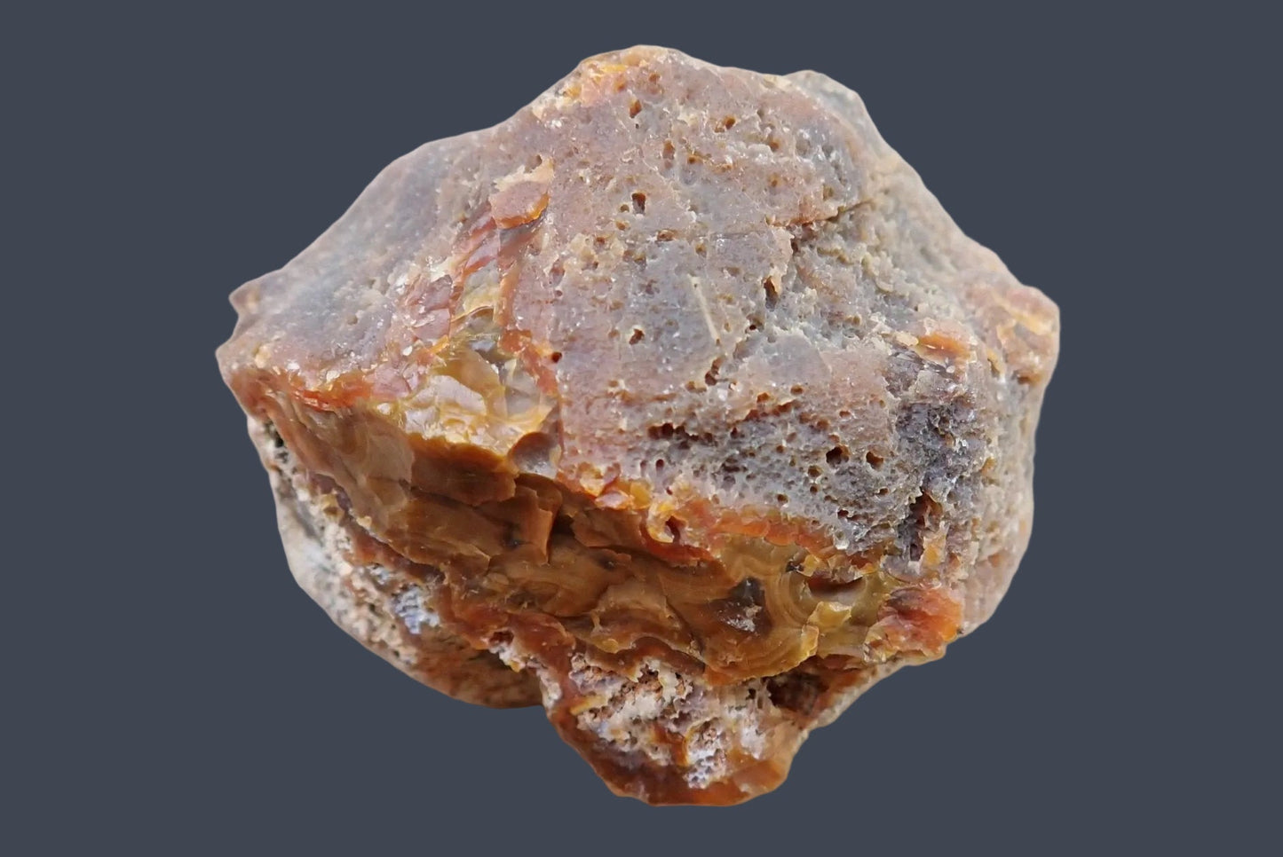 Lilangabi agate 75 mm – back view, natural rind, Eswatini