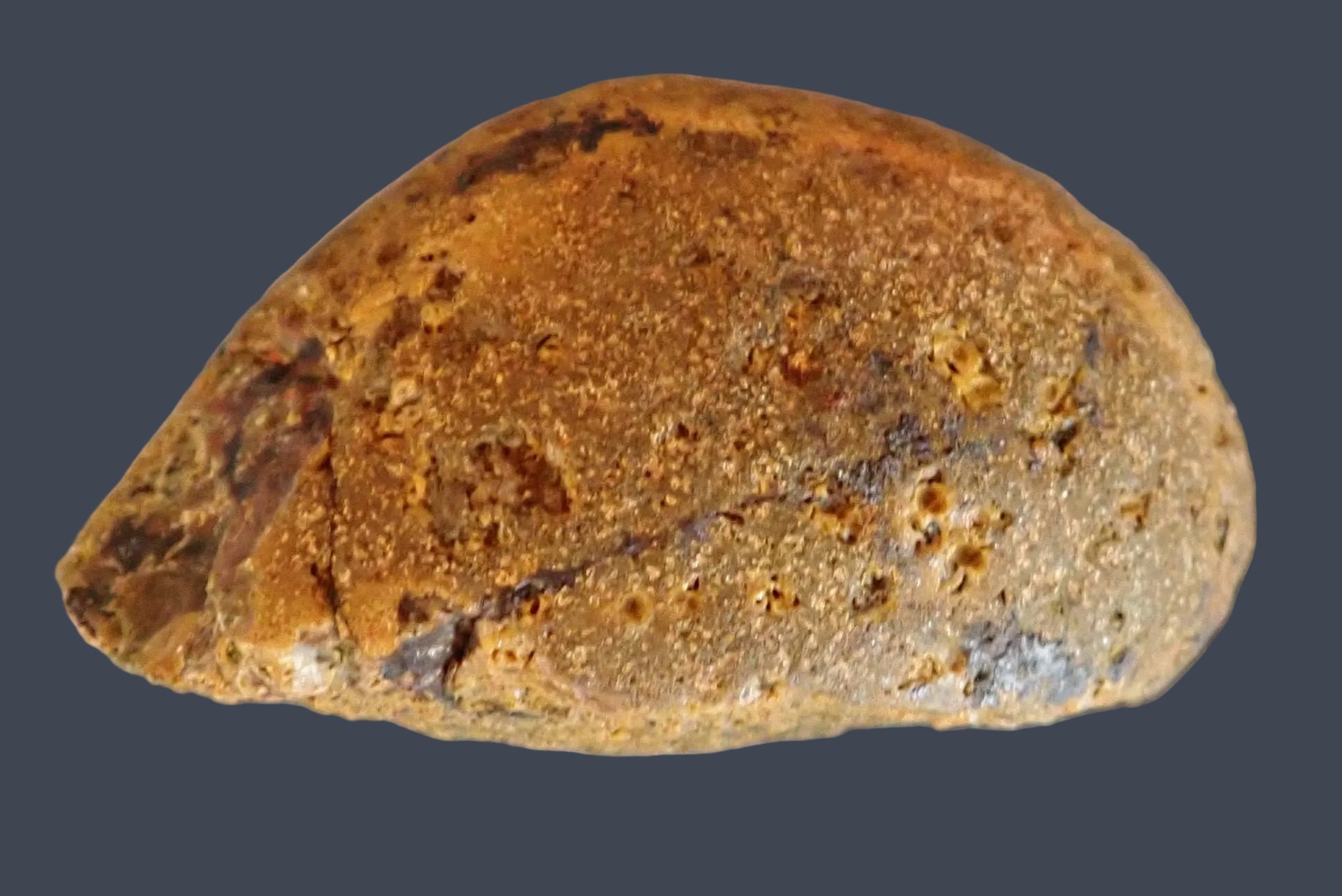 Lilangabi agate 86 mm – back view, natural rind, Eswatini