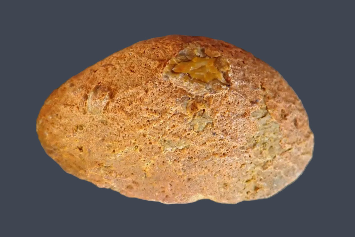Lilangabi agate 86 mm – back view, natural rind, Lebombo Mountains
