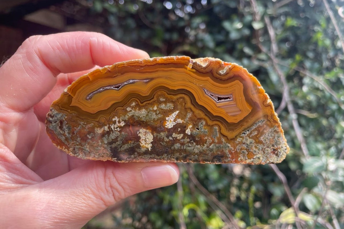 Lilangabi Agate – 102 mm | Scalloped Banding & Drusy Vugs