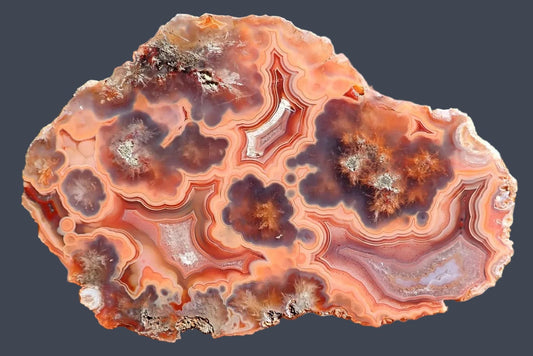 Malawi agate 96 mm – front face, multi-chambered with eyes and fortification banding, terracotta and sard-carnelian palette, Ngabu, Malawi