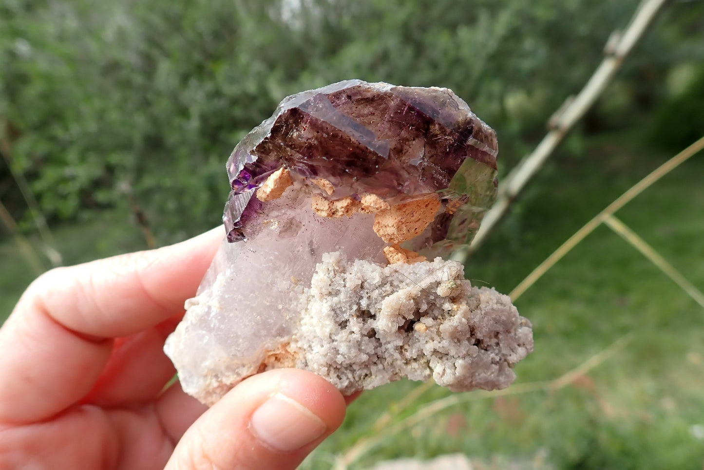 Shangaan amethyst on matrix – deep purple with iron staining, large natural matrix base, Chiredzi Zimbabwe