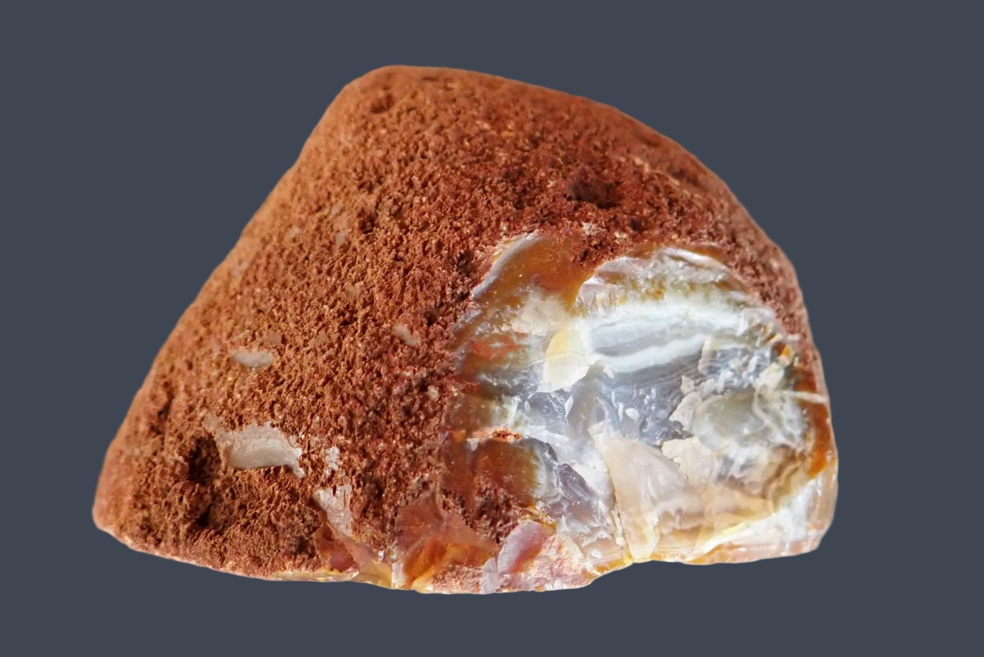  South African agate 102 mm – back view, natural rind, South Africa