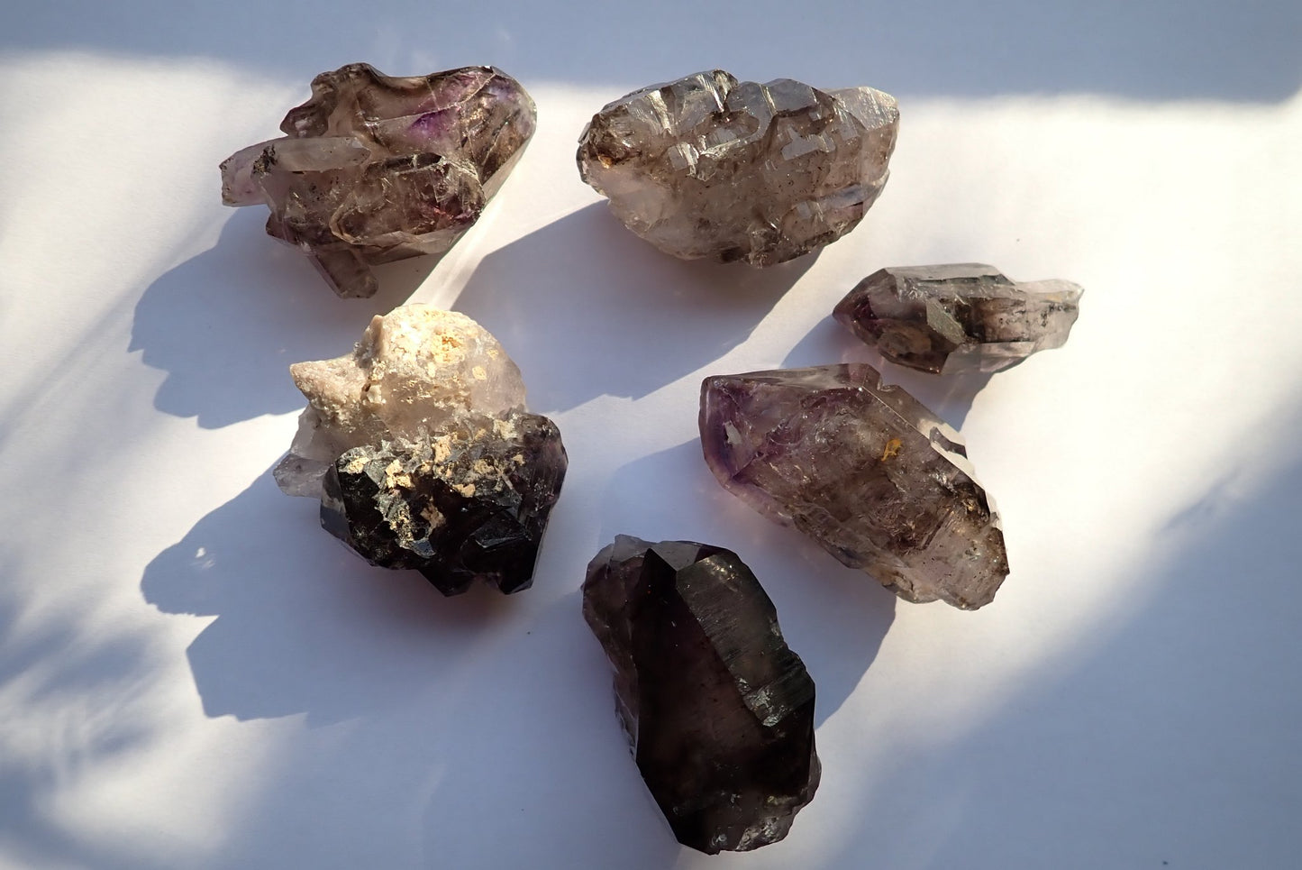 Shangaan Amethyst tray lot – selection of 6 crystals, varied crystal habit, Gezani Communal Land Zimbabwe