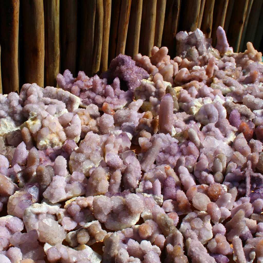Wholesale spirit quartz South Africa –  compact globular cactus quartz formations, dense druzy surface, lilac to mid-purple colour range | SKU SPQA