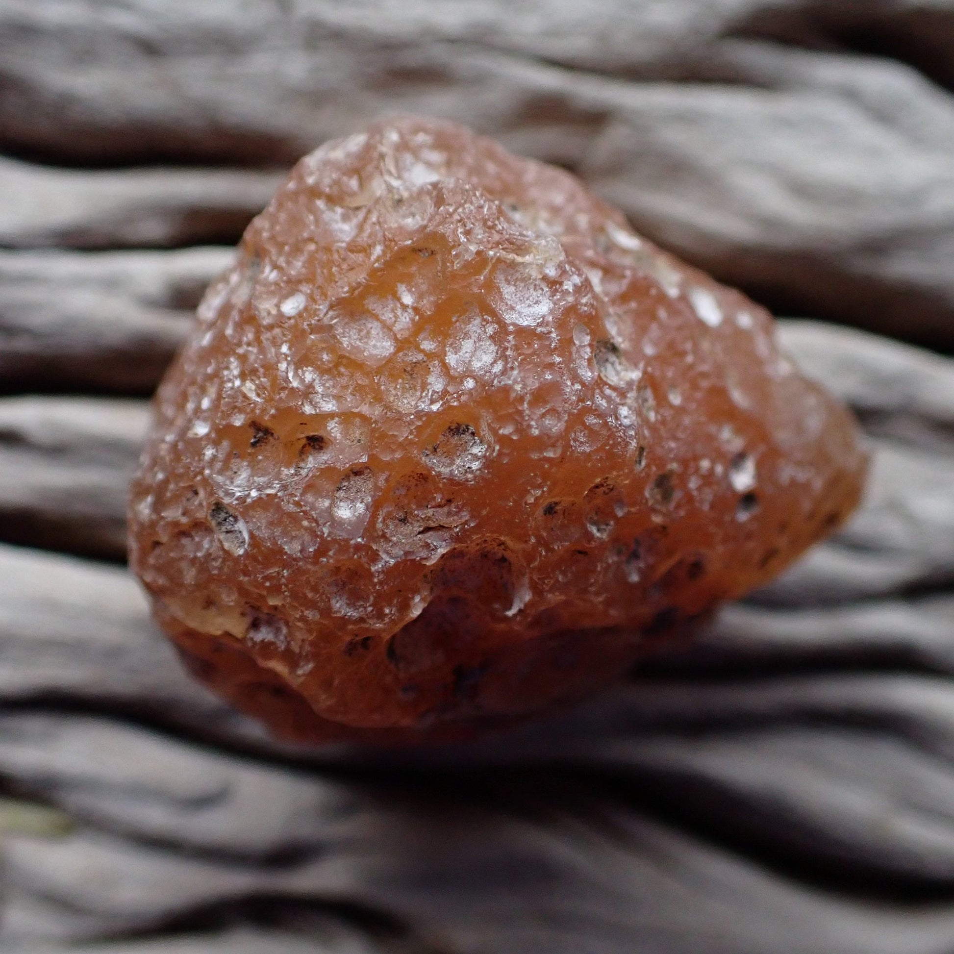 Unpolished rough side of Malawi agate showing natural texture