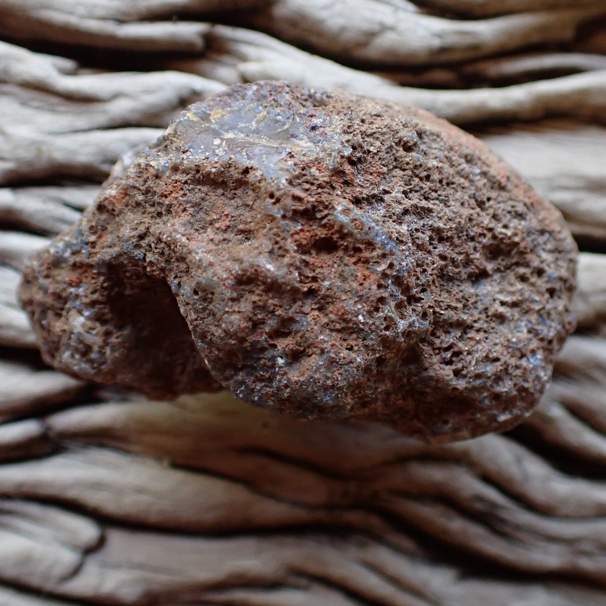 Unpolished side of Malawi agate nodule