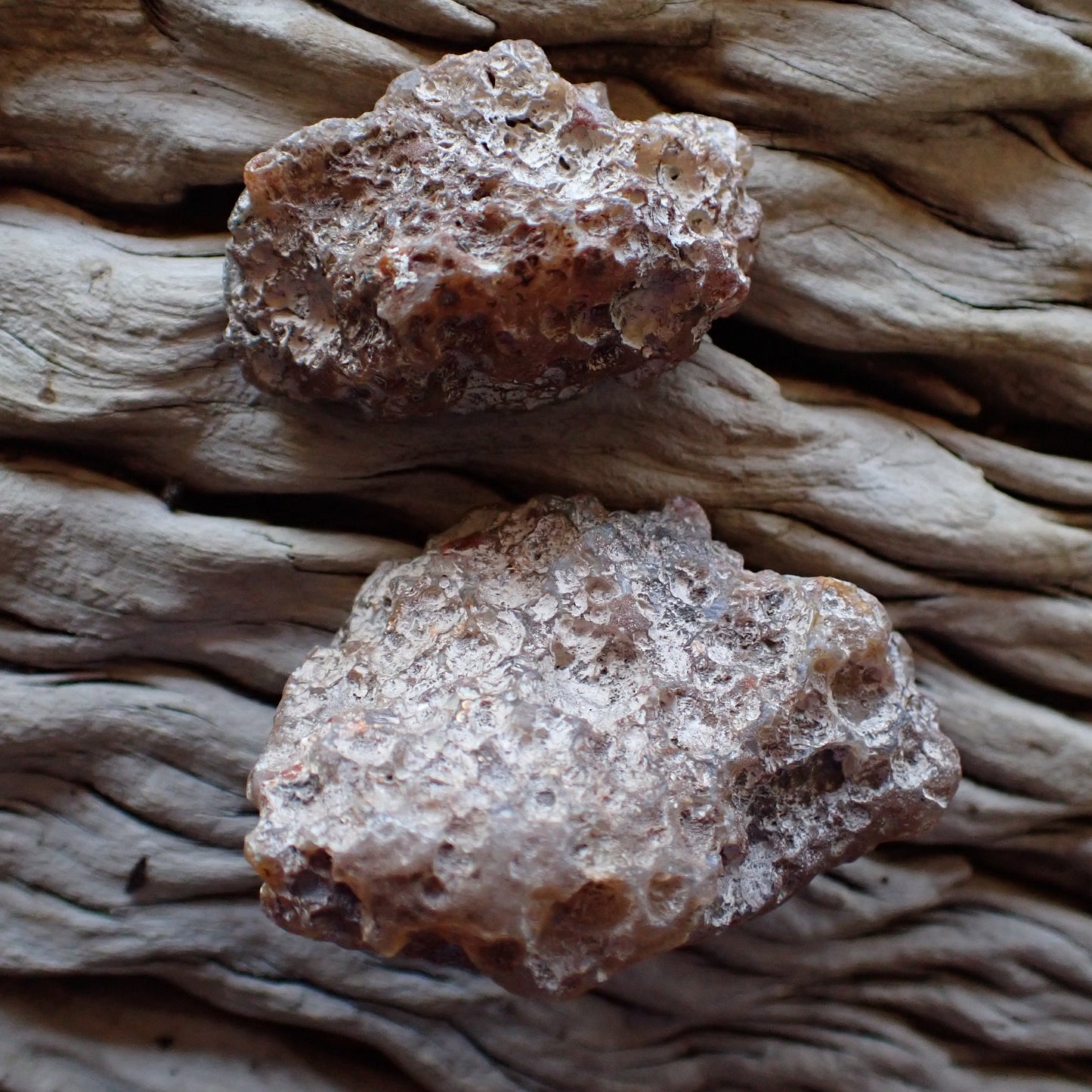 unpolished side of malawi agate pair
