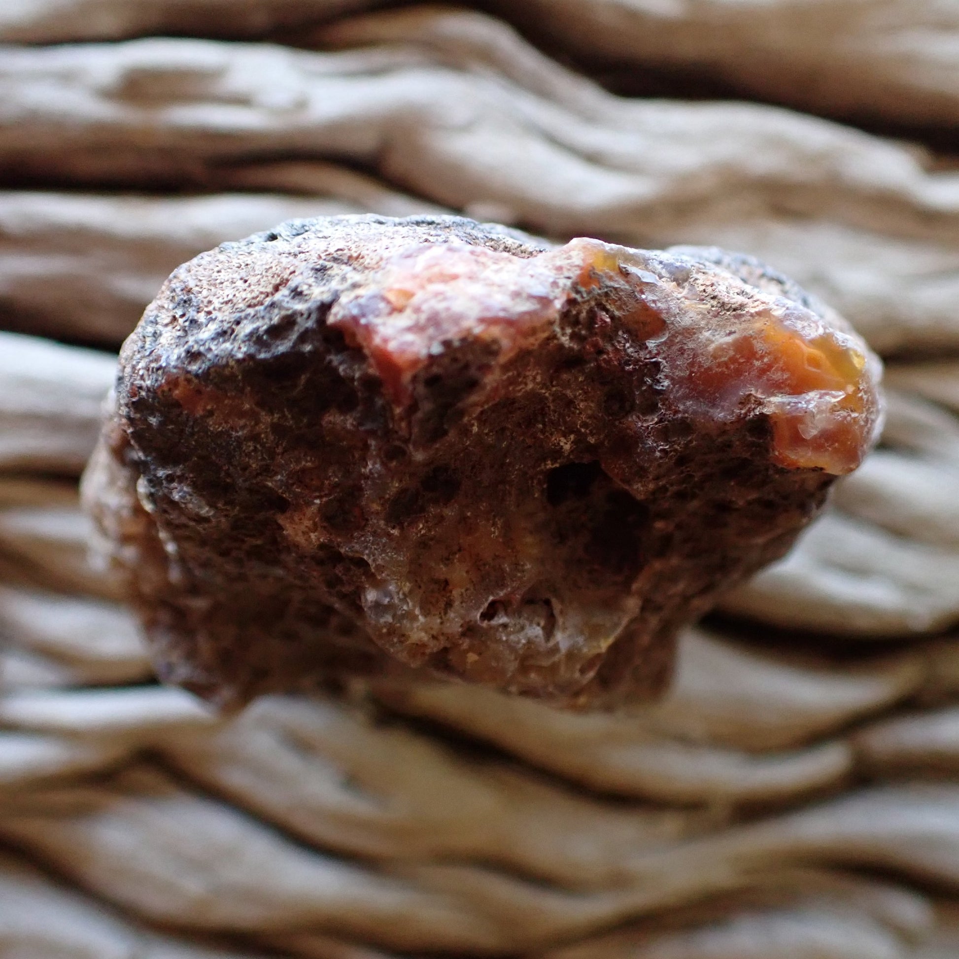 Unpolished side of a Malawi agate nodule from Ngabu region