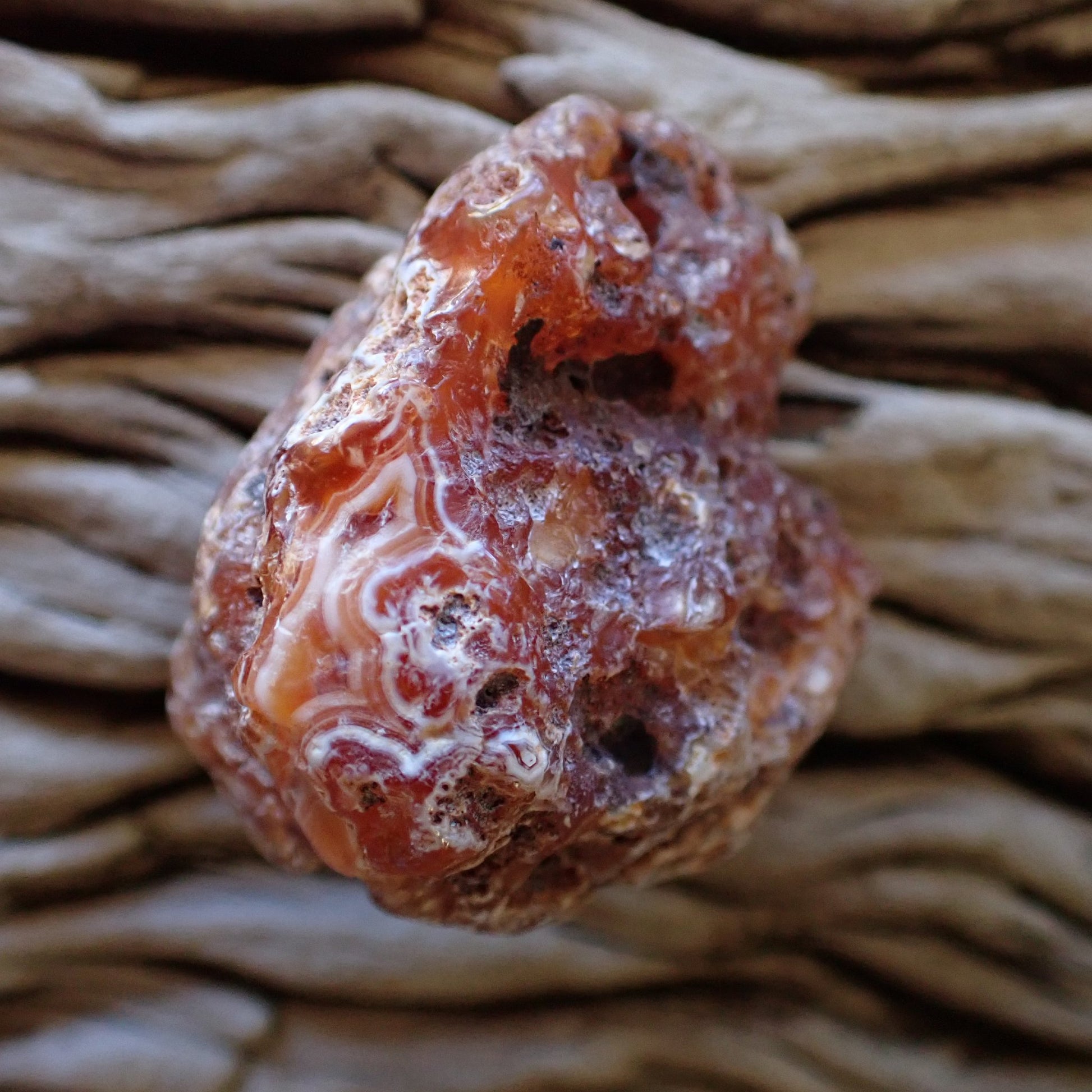 Back of Malawi agate 44 mm – natural porous rind, Ngabu deposit, hand-polished in South Africa | SKU 000477