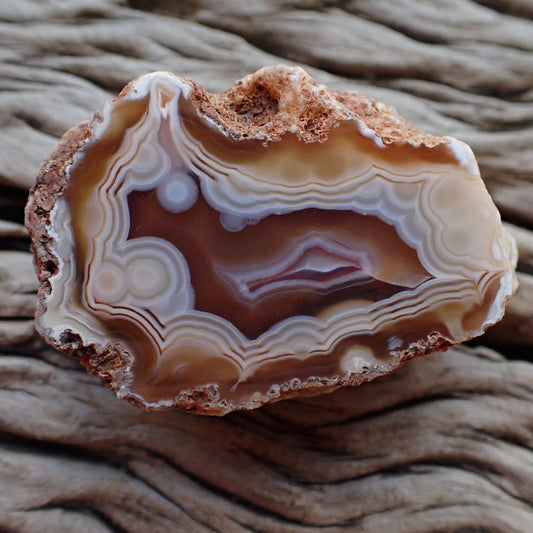 Natural hand-polished Malawi agate 52 mm – full face, multiple eyes, flow channel, fortification banding | SKU 000499
