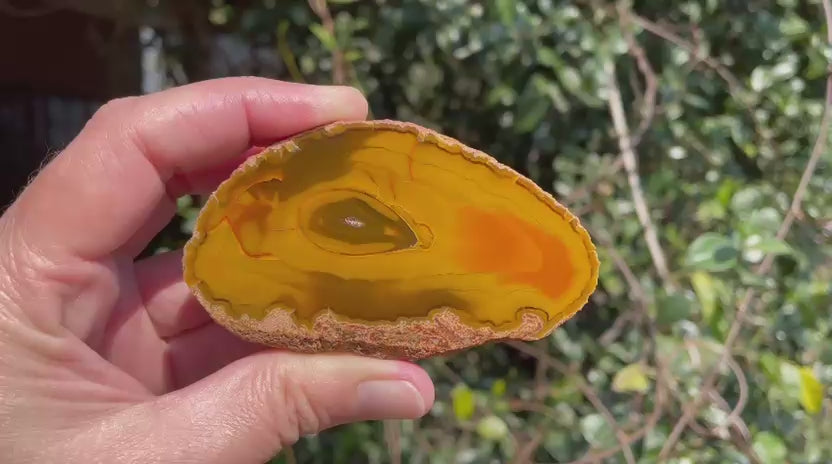 Lilangabi agate 86 mm – rotating view, chromatography, drusy vug