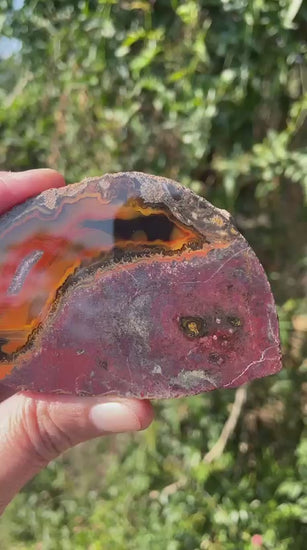 Lilangabi agate 87 mm – video, chromatism, waterlines, orange-red and amber palette, Eswatini | SKU LIL00032